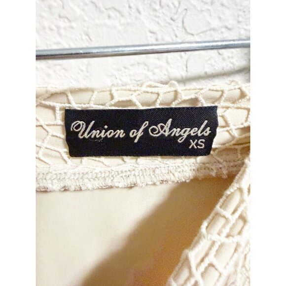 Union of Angels Womens Cream Crochet Lace Maxi Skirt Boho Sheer Floral Hem XS - Picture 4 of 5